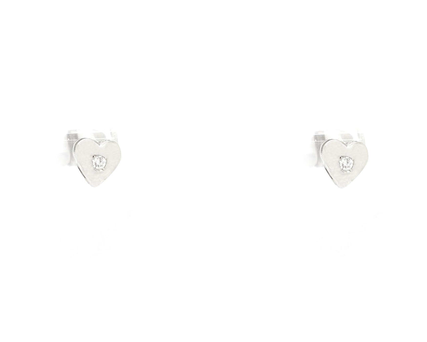 Boucles d'oreilles Boucles d'oreilles coeur en or blanc avec diamants de 0,04 ct 58 Facettes