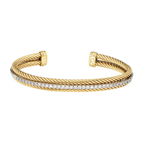 Bracelet David Yurman - Bracelet manchette en or jaune et diamants 58 Facettes G13729