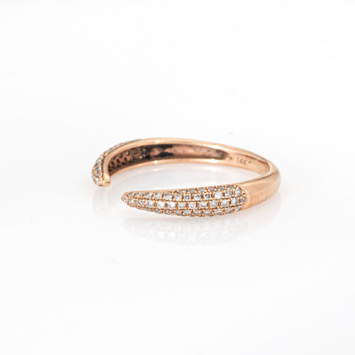 Bague Bague griffe ouverte pavée en or rose 14k et diamants 58 Facettes G14197