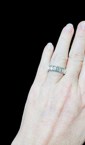 Bague 54 Demi-alliance 13 diamants taille baguette or blanc 58 Facettes 7625 A