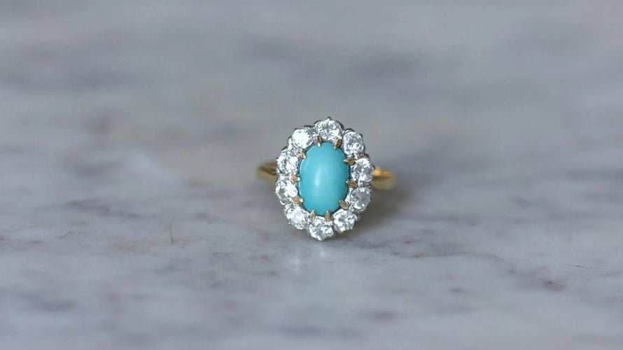 Bague Bague Marguerite Turquoise et Diamants 58 Facettes
