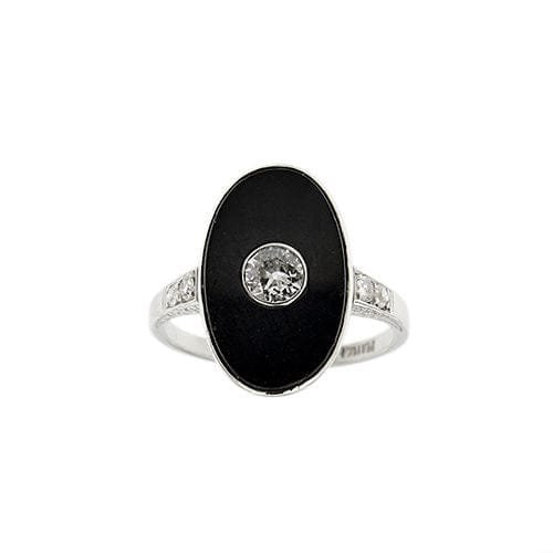 Bague Art Déco avec onyx et diamants