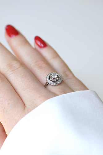 Bague 48.5 Bague Cible Art Déco Diamants sur Platine et Or blanc 58 Facettes
