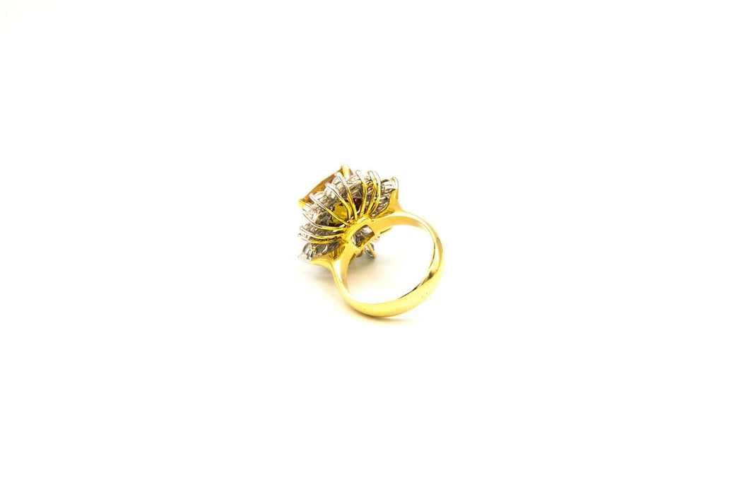 Bague 57.5 Bague fleur Pierres jaunes et blanches 58 Facettes