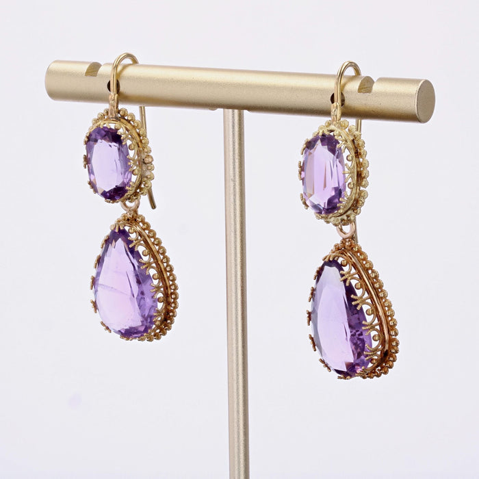 Ohrringe aus Antikgold und Amethyst