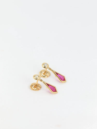 Boucles d'oreilles Paire de boucles d’oreilles vintage en or et tourmaline 58 Facettes 666