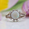 Bague 53 Bague opale ronde diamants or blanc 58 Facettes 24-121