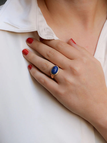 Bague Bague vintage lapis lazuli or jaune 58 Facettes 1039.2