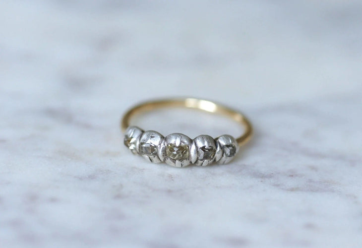 Bague 59 Bague jarretière diamants taillés en table 58 Facettes