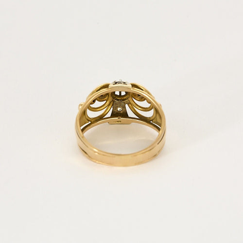 Bague 60 Bague or jaune et gris, diamants 58 Facettes FOU1150