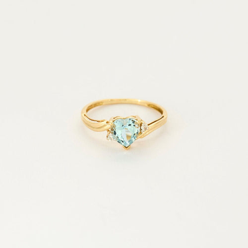 Bague 49 Bague solitaire or jaune et aigue marine 58 Facettes VAN01622