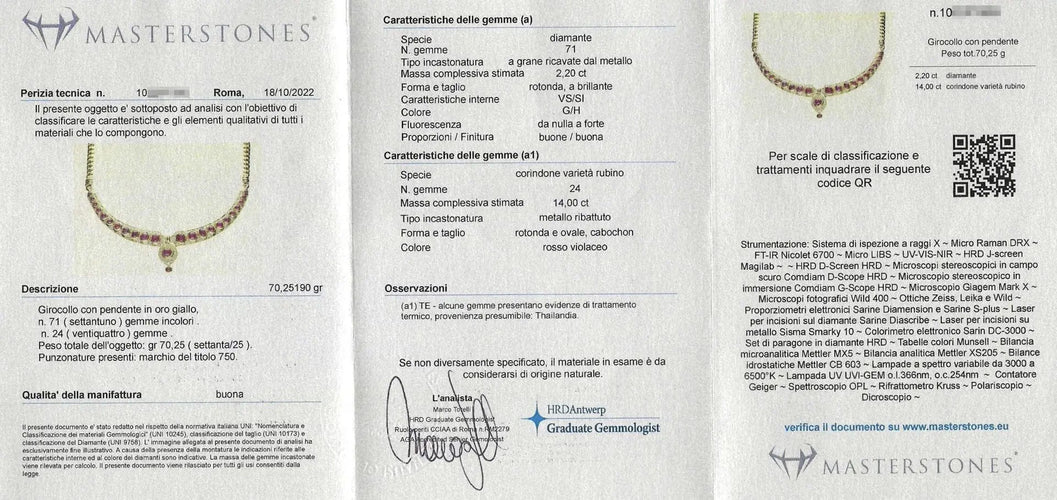 Collier Collier en or jaune avec diamants et rubis 58 Facettes