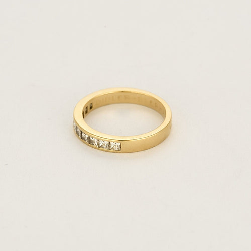 Bague 53,5 Bague jonc en or jaune et diamants princesse 58 Facettes SQU3662X2