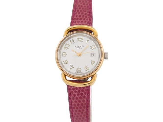 Montre vintage montre HERMES pullman 24mm plaque or et acier quartz 58 Facettes 259817