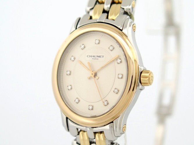 Montre montre CHAUMET paris 1780 quartz 27 mm diamants or & acier palladie 58 Facettes 260928
