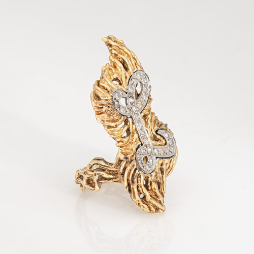 Bague 49 Bague initiale en or jaune et diamants style vintage des années 70 avec lettre L 58 Facettes G14086