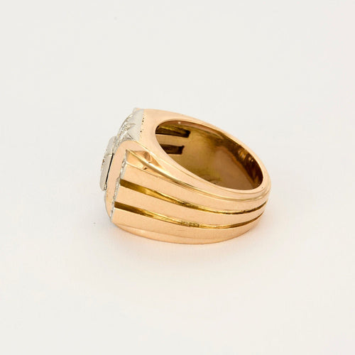 Bague 55,5 Bague tank or jaune et gris diamants 58 Facettes ALE4229