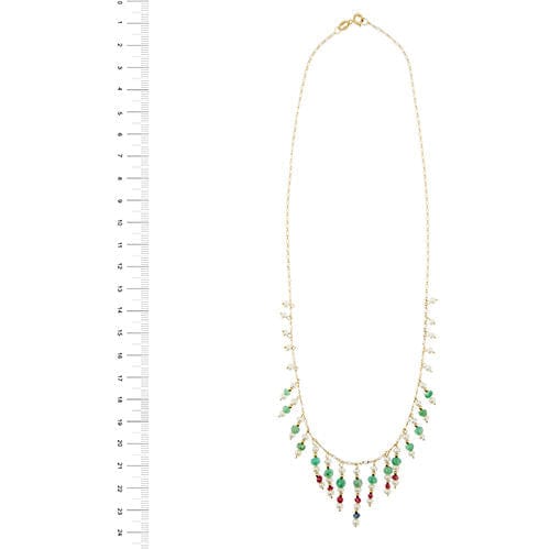 Ogrlica od žutog zlata sa biserima i dragim kamenjem 