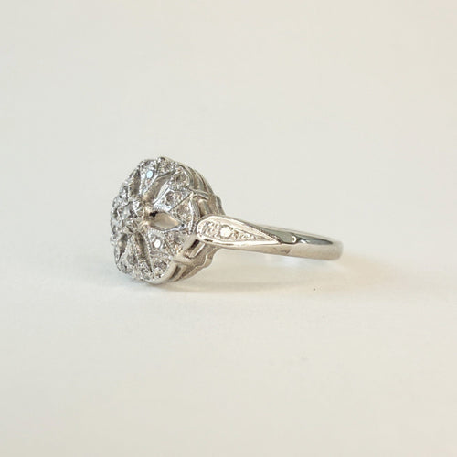 Bague 54 Ancienne bague or gris et diamants 58 Facettes INV037