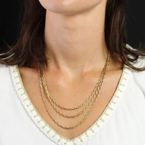 Collier Chaine sautoir ancienne en or jaune 58 Facettes 24-245