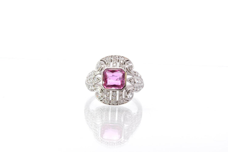 Bague 52 Bague Platine Saphir rose Diamants 58 Facettes 25552 25293