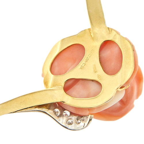 Collier Collier avec rose corail et diamants 58 Facettes 28810