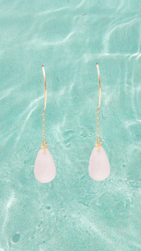 Boucles d'oreilles Boucles d’Oreilles Gouttes Quartz Rose 58 Facettes BO77