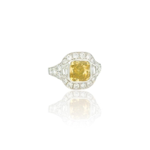 Yellow diamond ring 58 Facettes