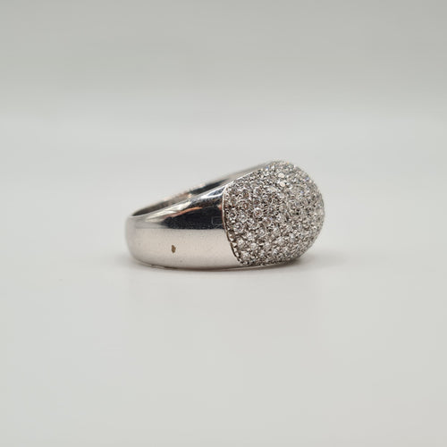 Bague 54.5 Bague bombée or blanc sertie de diamants naturels 58 Facettes