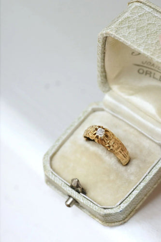 Bague 59 Bague ancienne jonc fleur diamant 58 Facettes