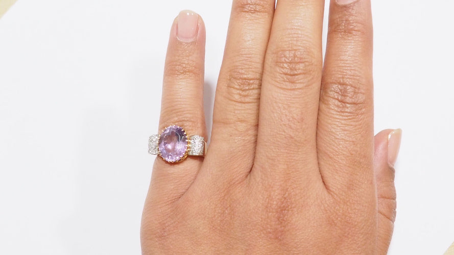 Bague 49 Bague noeud en or jaune, améthyste et diamants 58 Facettes 32678