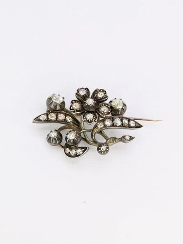 Broche Broche Ancienne Or Argent Diamants Taillés en Rose 58 Facettes 273