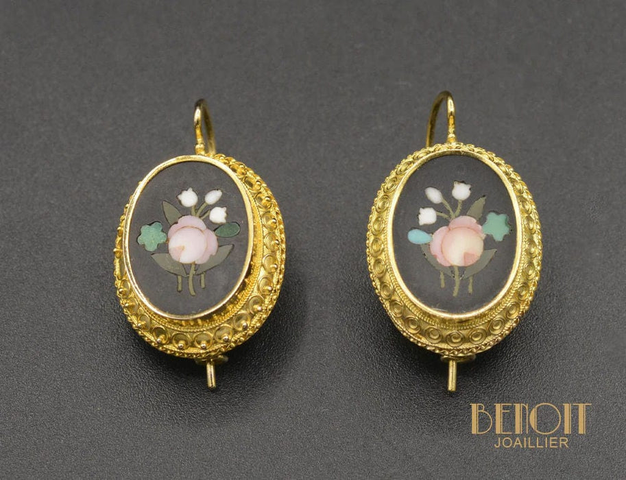 Boucles d'oreilles Dormeuses Époque Victorienne Céramique 58 Facettes A10546