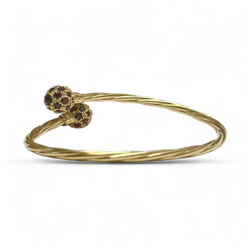 Bracelet Jonc ouvert flexible or jaune et grenats 58 Facettes REF2518-285