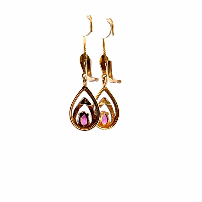 Boucles d'oreilles Dormeuses Or Jaune 18k & Rubis 58 Facettes 2- BOF1 -GS36553