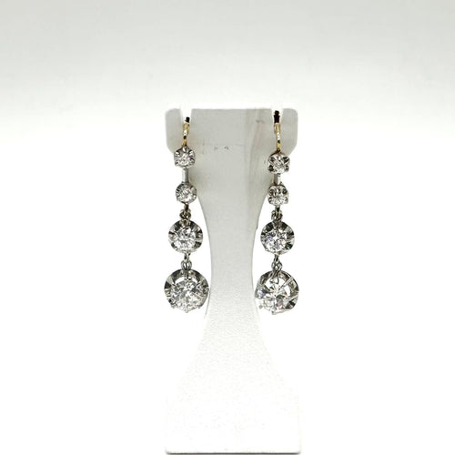 Boucles d'oreilles Boucles d'oreilles dormeuse or jaune, platine et diamants 58 Facettes Z15B51577