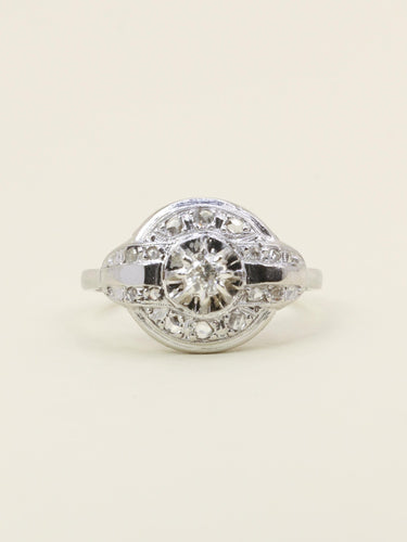 Bague 53 Bague Art Déco cible or blanc platine diamants 58 Facettes 1192.4