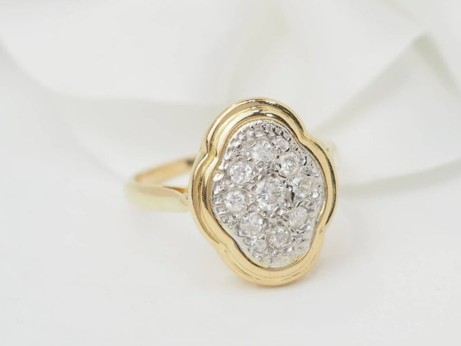 Bague 53 Bague vintage en or jaune et diamants 58 Facettes 33224