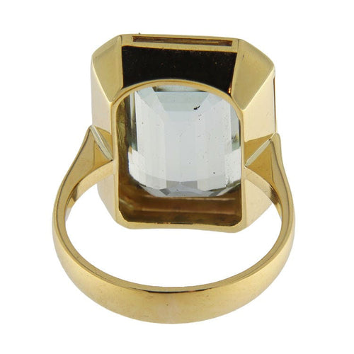 Bague 54 Bague en or jaune avec aigue-marine 58 Facettes G3780