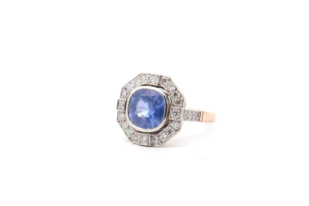 Bague 53 Bague saphir 3,05cts et diamants en or et platine 58 Facettes 26081 26030