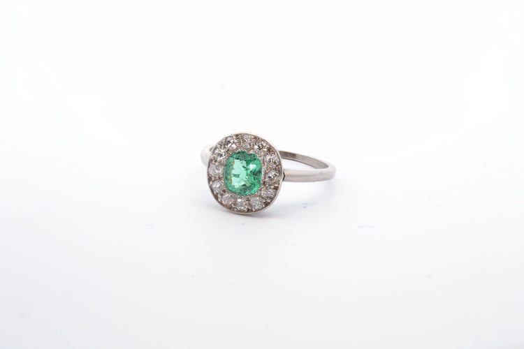 Bague Bague 1920 Platine Emeraude 58 Facettes 25077