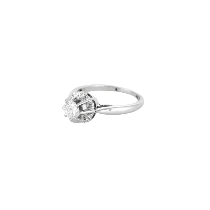 Bague 51 BAGUE SOLITAIRE OR BLANC ET DIAMANTS. 58 Facettes BO/240036