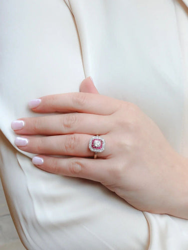 Bague 59 Bague Art Déco diamants taille ancienne et rubis calibrés 58 Facettes J305