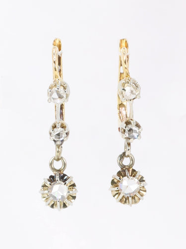 Boucles d'oreilles Dormeuses diamants taille rose or jaune 58 Facettes 1140.5
