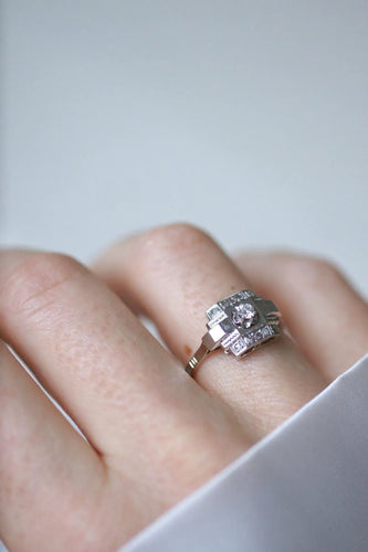 Bague 54 Bague Art déco Géométrique Diamants 58 Facettes