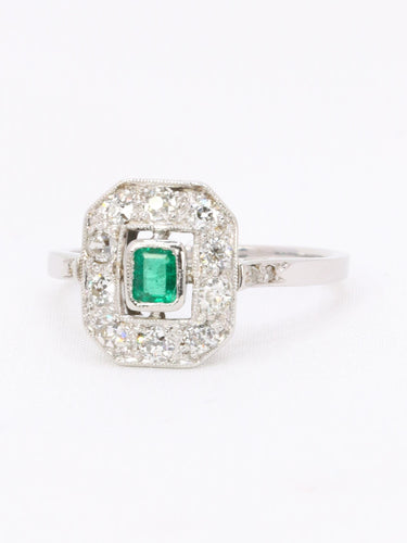 Bague 54 Bague Art Deco émeraude diamants taille ancienne 58 Facettes 1108.9