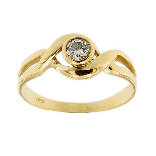 Bague 55 Bague solitaire en or jaune avec diamant de 0,20 ct 58 Facettes 38268