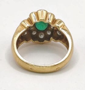 Bague 54 Bague Marguerite Vintage or jaune, émeraude et diamants 58 Facettes
