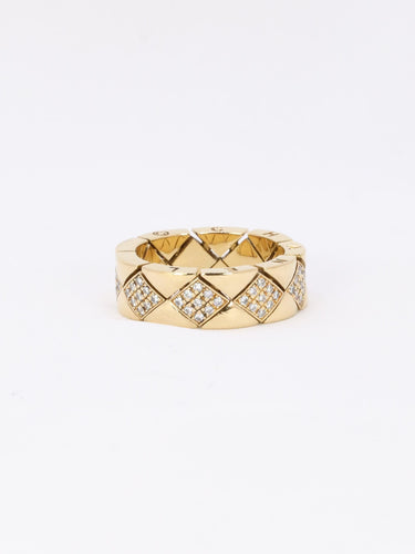 Bague 59 CHANEL Bague "Matelassé" vintage or jaune diamants 58 Facettes 1107.4