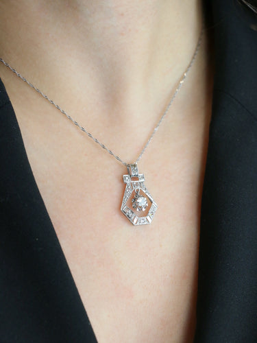 Pendentif Pendentif Art Deco or blanc platine diamants 58 Facettes 764